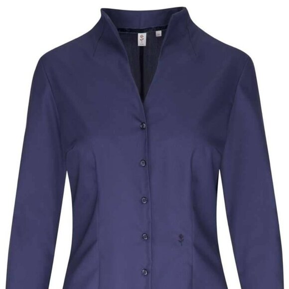 Seidensticker Slim Fit Blouse Fitted Marine Blue Size US XXS/2 - Picture 7 of 8
